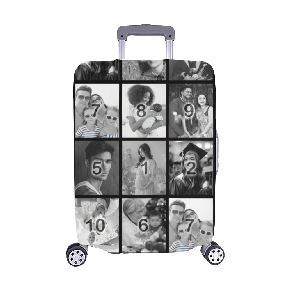 Black & White Grid Luggage Cover/Medium 22"-25"