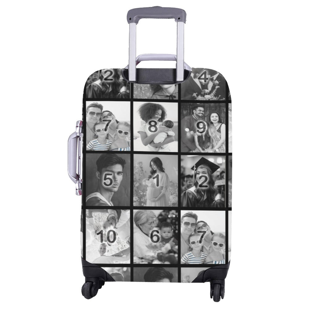 Black & White Grid Luggage Cover/Large 26"-28"