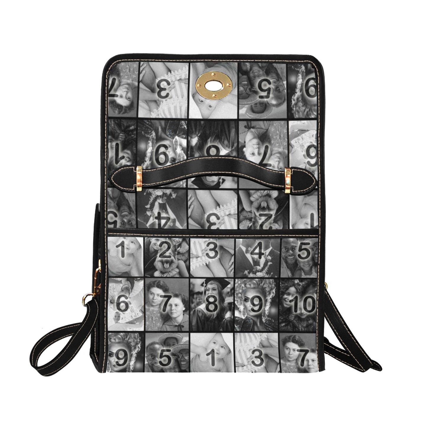 The Boston FotoBag Black & White (Grid) with Black Accents