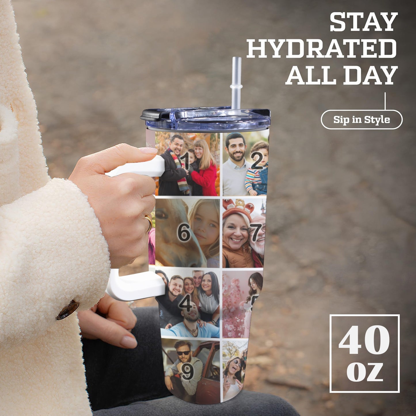 Color Grid 40oz Tumbler with Handle