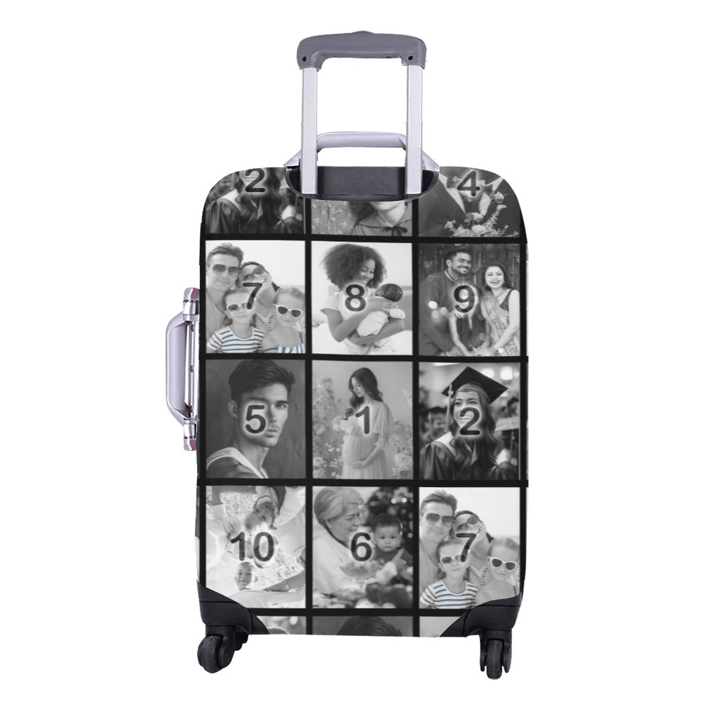 Black & White Grid Luggage Cover/Medium 22"-25"