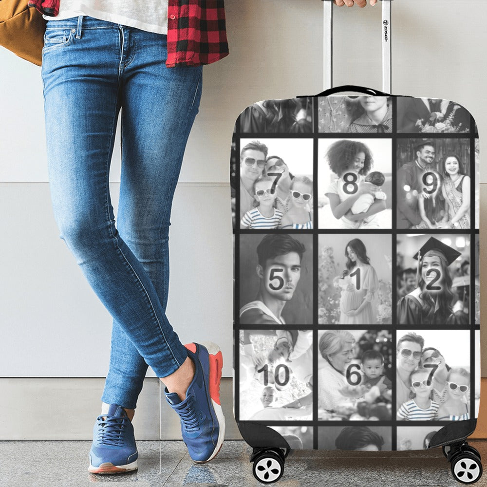 Black & White Grid Luggage Cover/Large 26"-28"