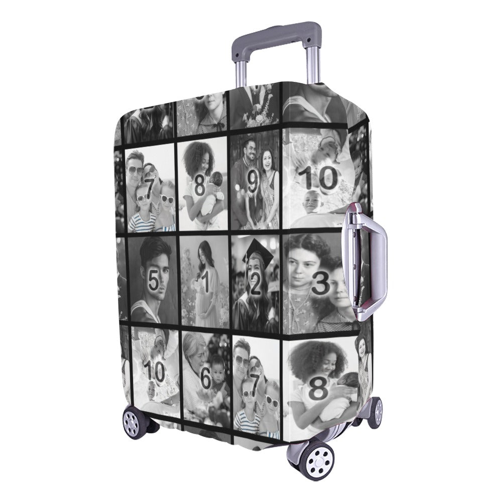 Black & White Grid Luggage Cover/Large 26"-28"