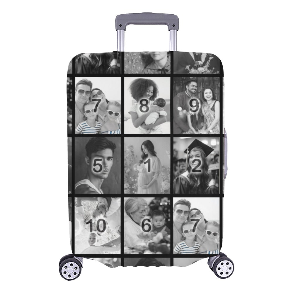 Black & White Grid Luggage Cover/Large 26"-28"
