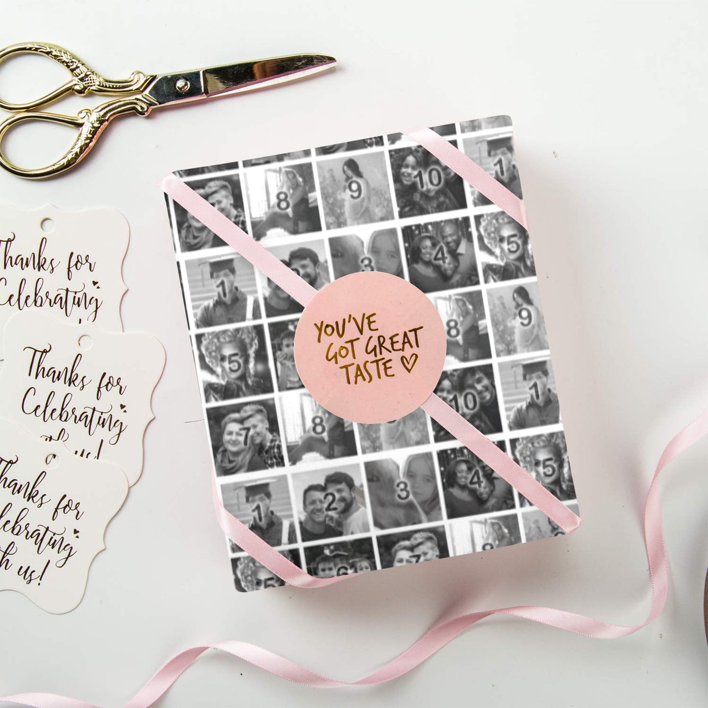 2 Rolls Gift Wrap (Black & White Grid)