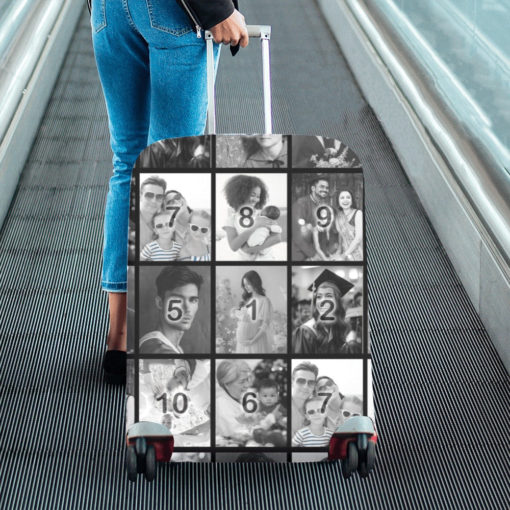 Black & White Grid Luggage Cover/Large 26"-28"